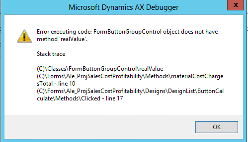 FormButtonGroupControl object does not have method “realValue”