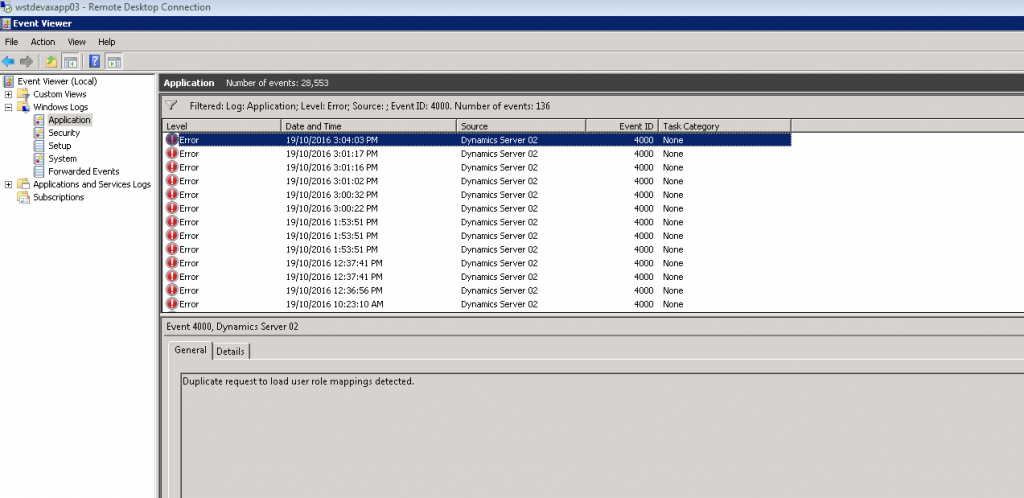 Dynamics AX 2012 R3 Troubleshoot Error Duplicate request to load user role mappings detected - KB 3158762